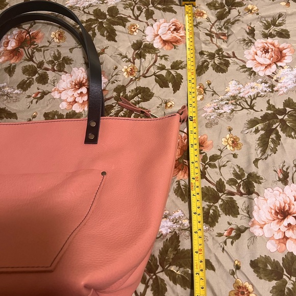 🦄 Portland leather goods quartz pebbled leather tote pink NEW - Picture 3 of 11